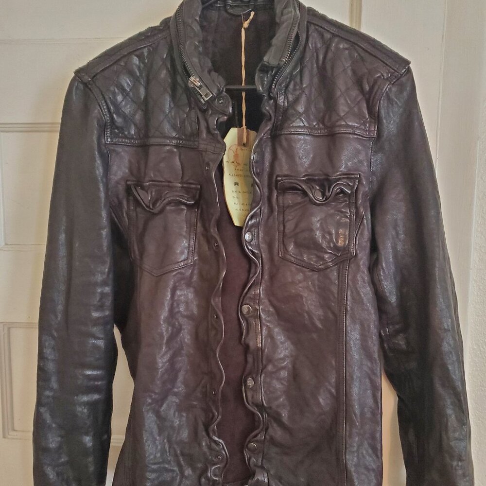 All Saints phantom leather shirt jacket